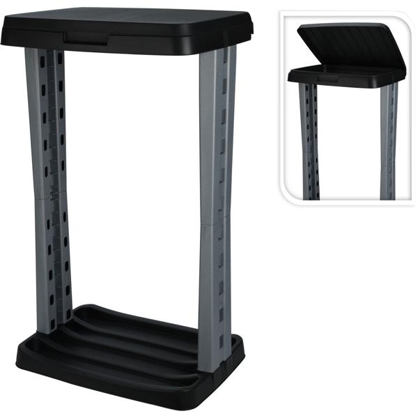 2er-Set Abfallsackständer 60L mit Deckel - Robust für Camping, Gartenarbeit, Renovierung & Gewerbe - Einfache Montage, recycelter Kunststoff schwarz-grau