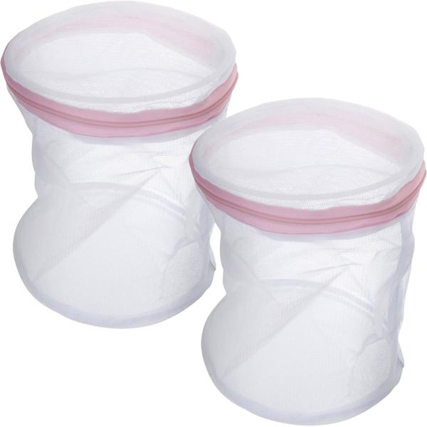 2er-Set Wäschenetz mit Reissverschluss - Schützt Wäsche, Schuhe, BHs & Waschmaschine - Sicherer Wäschesack aus 100% Polyester, Ø16x20 cm