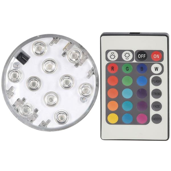 3er-Set LED-Pool-Lampen - Unterwasserbeleuchtung für Pools, Badewannen & Teiche - Wasserdicht bis 2m, 10 LEDs, Farbwechsel via Fernbedienung, Ø 7x3cm