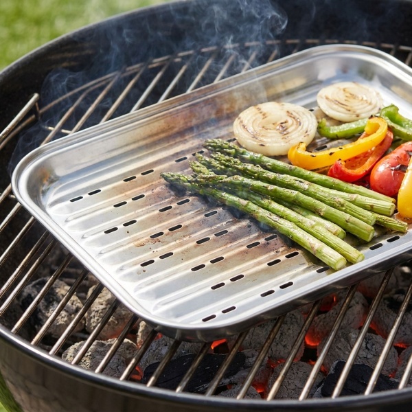 2er-Set Grillplatte, Edelstahl, 34,5 x 24 cm
