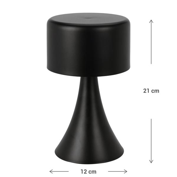 3er-Set Design LED-Tischlampe Schwarz - Kabellose Stimmungsbeleuchtung für Schlafzimmer & Garten - Batteriebetrieben - 12x21cm