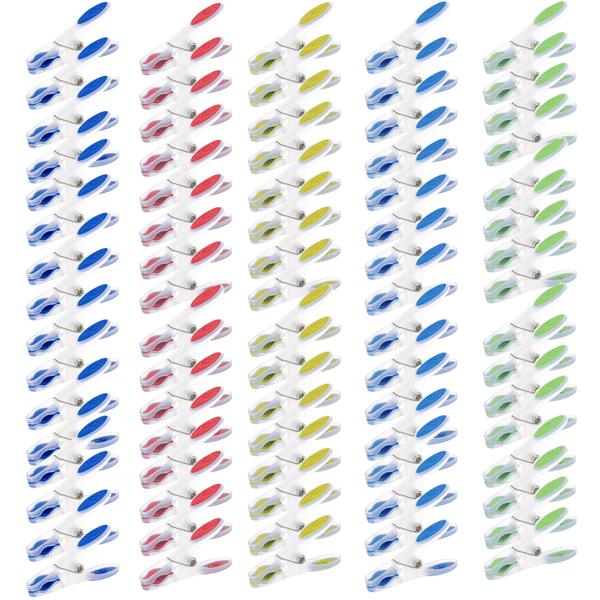 Wäscheklammern Soft-Grip 40 Stück-Set - Schonendes Aufhängen ohne Druckstellen, kein Verrutschen - in 5 bunten Farben (blau, rot, gelb, türkis, grün)