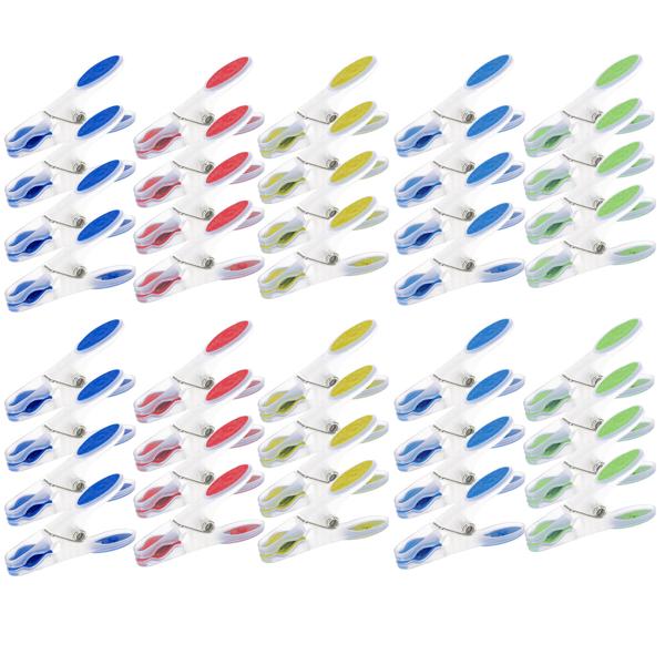Wäscheklammern mit Soft-Grip 80 Stück - Schonend für Textilien & ohne Druckstellen - 5 bunte Farben (blau, rot, gelb, türkis, grün) - Langlebig für Haushalt & Garten