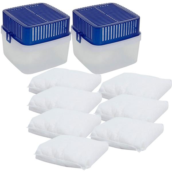 Luftentfeuchter 2er-Set - Ideal für Garagen, Keller, Wohnmobile & Zelte - Schimmel- & Kondensationsschutz - 1,8L Box + 7x 400g Granulat-Beutel