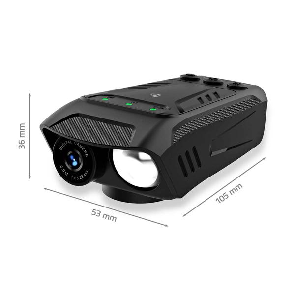 3-in-1 Full-HD Fahrradkamera mit LED-Licht & Hupe, 2MP – USB-C, Sichere Fahrt mit dem Velo - Video, Licht & Alarm, schwarz
