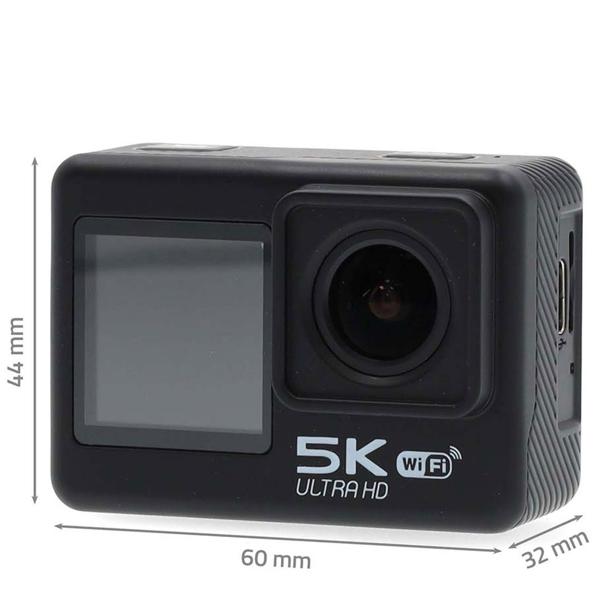 5K Ultra HD Dual Screen Action Cam, 24 MP, schwarz – WiFi, App, 30m wasserdicht, Loop & Zeitraffer – Das komplette Set für professionelle Aufnahmen