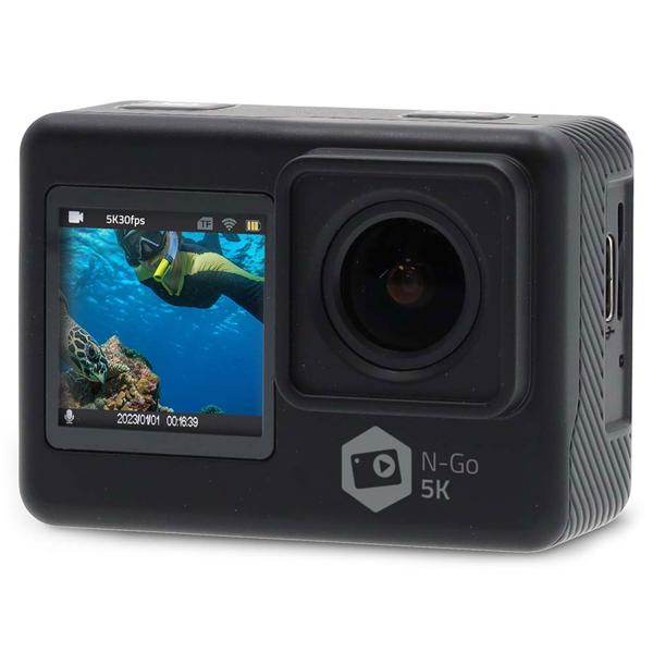 5K Ultra HD Dual Screen Action Cam, 24 MP, schwarz – WiFi, App, 30m wasserdicht, Loop & Zeitraffer – Das komplette Set für professionelle Aufnahmen