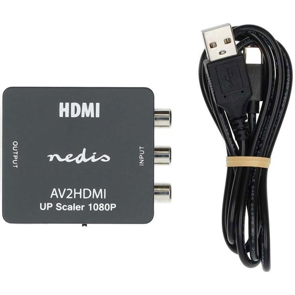 RCA auf HDMI Konverter - AV zu HDMI Video Audio Adapter 1080p Full HD - für Videorekorder & Spielekonsolen an HDTV - Plug & Play