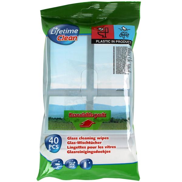 Feuchte Glasreinigungstücher 40 Stück - Mühelose schnelle Reinigung für Fenster Spiegel Fliesen Autoscheiben - Entfernt Fett Nikotin Schlieren Fingerabdrücke
