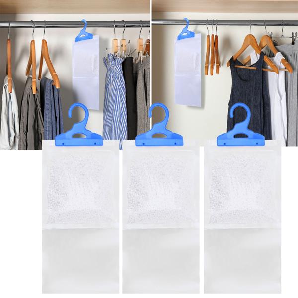 Effektive Luftentfeuchter für Kleiderschränke, 3 Stück, je 450ml, zum Aufhängen, Schrankentfeuchter gegen Schimmel und Gerüche