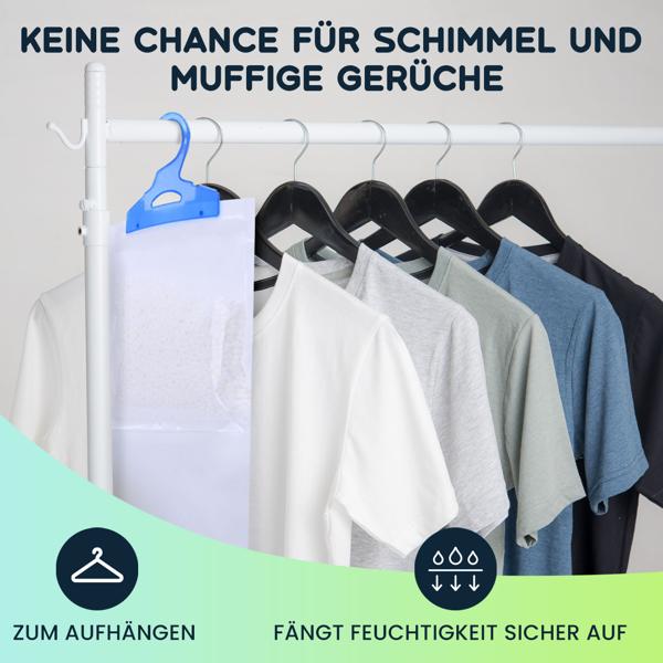 Effektive Luftentfeuchter für Kleiderschränke, 3 Stück, je 450ml, zum Aufhängen, Schrankentfeuchter gegen Schimmel und Gerüche