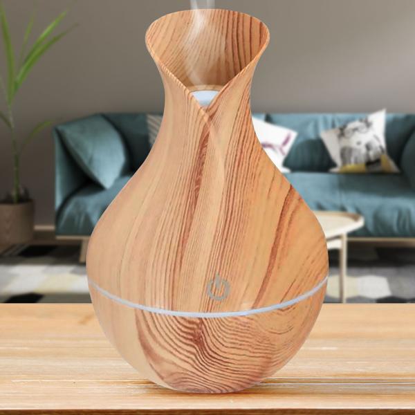 Holzoptik Aroma Diffuser (130ml) mit Farbwechsel: Ätherische Öle vernebeln & Stimmungslicht geniessen. Natürliche Raumduft-Erfahrung