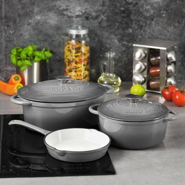 Gusseiserner Topf, grau, Ø 22 cm, 2,4L