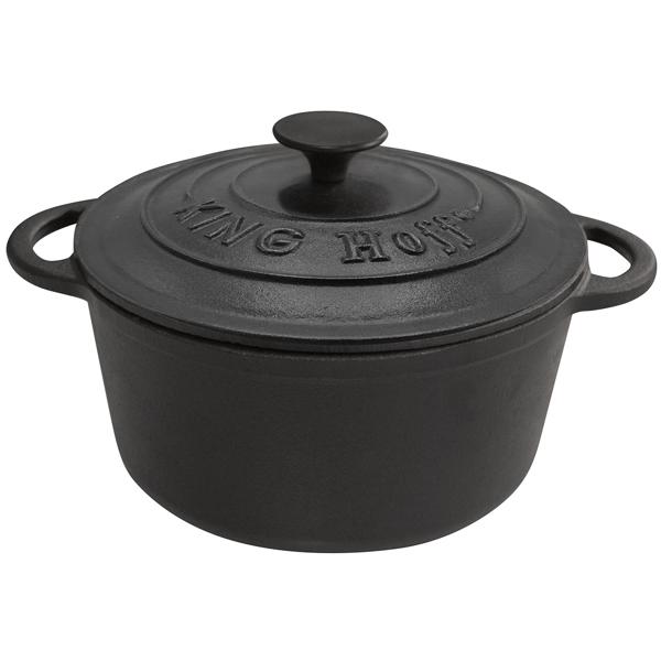 Gusseisen Schmortopf 24cm / 4 Liter schwarz - aus Grauguss für zartes Schmoren & Backen - Exzellente Wärmespeicherung für perfektes Aroma & Garen