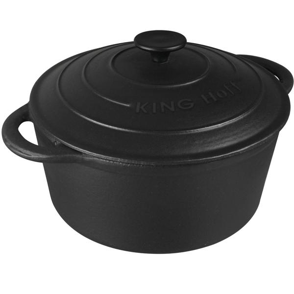 Gusseisen Schmortopf 24cm / 4 Liter schwarz - aus Grauguss für zartes Schmoren & Backen - Exzellente Wärmespeicherung für perfektes Aroma & Garen