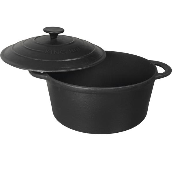 Gusseisen Schmortopf 24cm / 4 Liter schwarz - aus Grauguss für zartes Schmoren & Backen - Exzellente Wärmespeicherung für perfektes Aroma & Garen