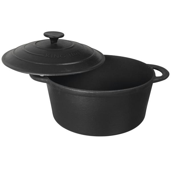 Massiver Gusseisen Topf 21 cm (2,4L) schwarz für Generationen - Hochwertiger Grauguss zum Braten, Backen, Schmoren - Unverwüstlich & vielseitig