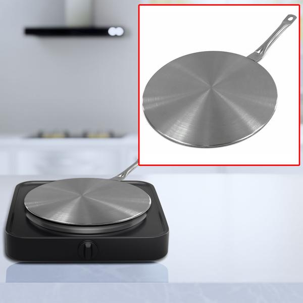 Induktionskochfeld Adapterplatte Universal Ø 19 cm - Macht alle Töpfe induktionsfähig - Edelstahl-Adapterscheibe für Keramik, Aluminium, Kupfer, Gusseisen