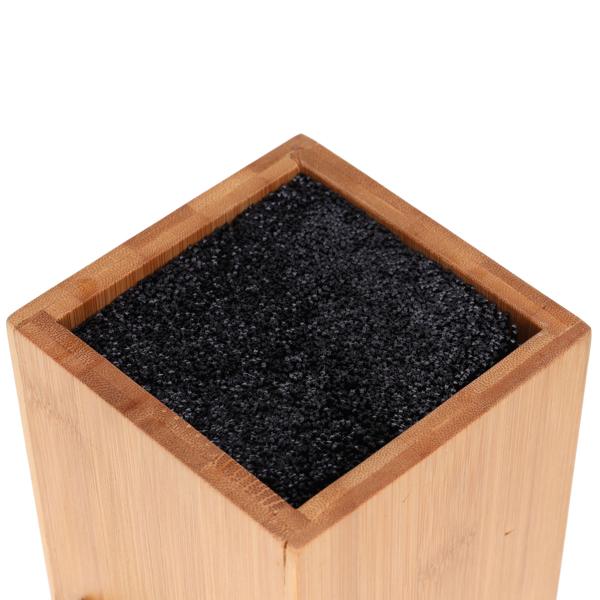 Messerblock Bambus - für alle Küchenmesser bis 8 Zoll - schont Klingen, immer griffbereit - modernes Design - waschbare Stäbchen - 10,5x10,5x25cm