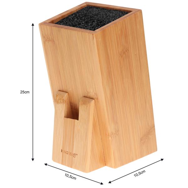 Messerblock Bambus - für alle Küchenmesser bis 8 Zoll - schont Klingen, immer griffbereit - modernes Design - waschbare Stäbchen - 10,5x10,5x25cm