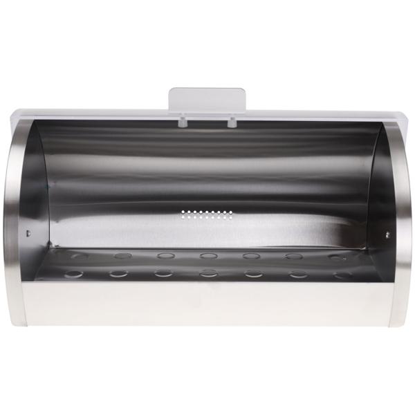 Brotkasten Edelstahl/Acryl silber - Hält Backwaren frisch & hygienisch - Aufziehbarer Deckel - Leicht zu reinigen - 39.5x28x18.5cm