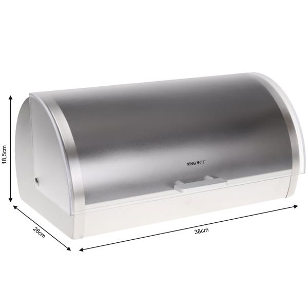 Brotkasten Edelstahl/Acryl silber - Hält Backwaren frisch & hygienisch - Aufziehbarer Deckel - Leicht zu reinigen - 39.5x28x18.5cm