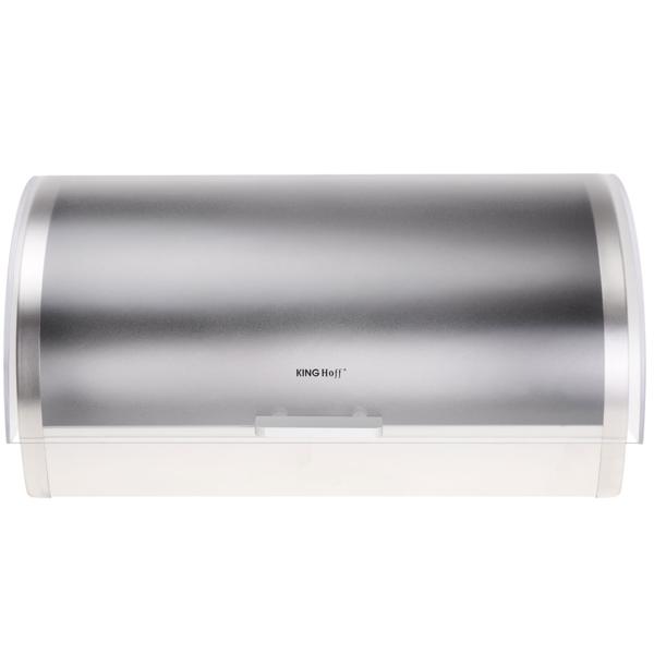 Brotkasten Edelstahl/Acryl silber - Hält Backwaren frisch & hygienisch - Aufziehbarer Deckel - Leicht zu reinigen - 39.5x28x18.5cm