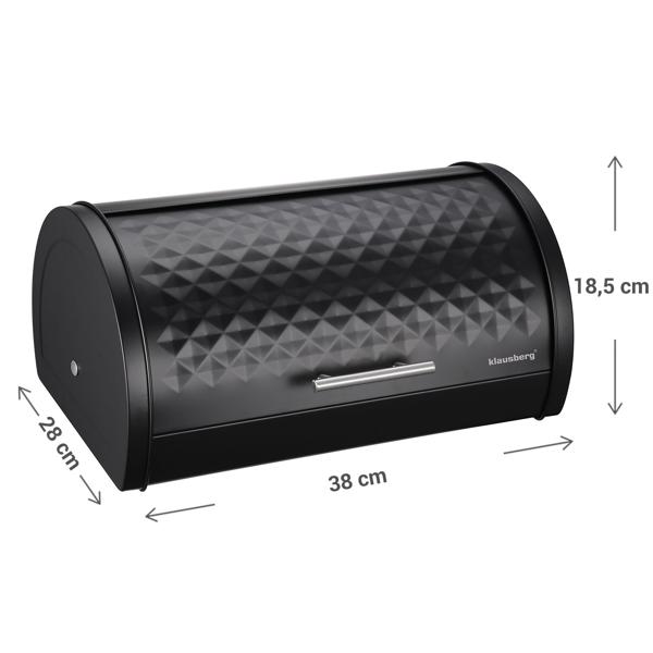 Eleganter Brotkasten mit Deckel – aus robustem Edelstahl, schwarz, stilvolles Design für frische Backwaren, langlebig, platzsparend & pflegeleicht