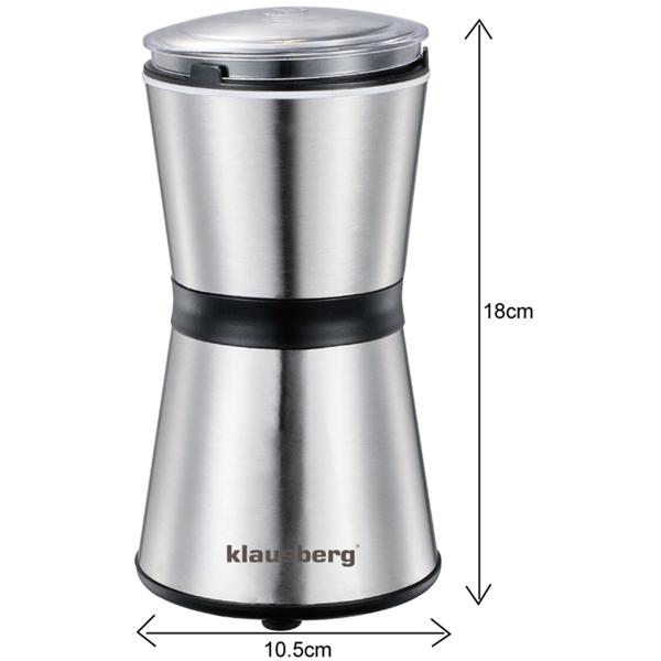 Elektrische Kaffeemühle - One-Touch-Steuerung für feine/grobe Mahlstufen - Edelstahl Mahlmesser - für Espresso/Kolbenkaffee - kompakt - Silber