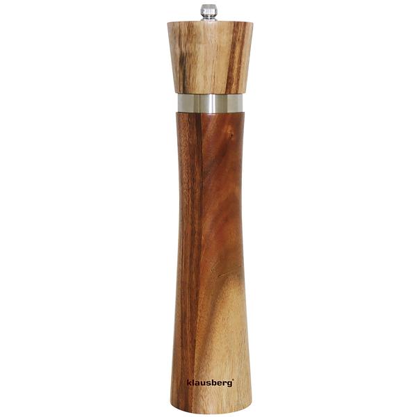 Salz- und Pfeffermühle Akazienholz - Edles Design & Keramikmahlwerk - Einstellbarer Mahlgrad - H 25 x Ø 5.5 cm - Für Salz/Pfeffer
