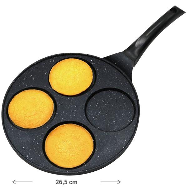 Hochwertige Pancake-Pfanne, Ø 26,5 cm, Antihaft-Marmor, spülmaschinenfest, für alle Herdarten - Geniessen Sie perfekte Pancakes