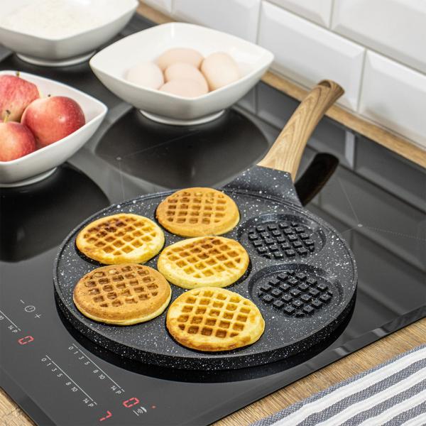 Mini-Waffel-Pfanne (Ø 26,5 cm) mit Antihaft-Beschichtung: Für goldbraune, knusprige Mini-Waffeln – einfache Zubereitung und leichte Reinigung