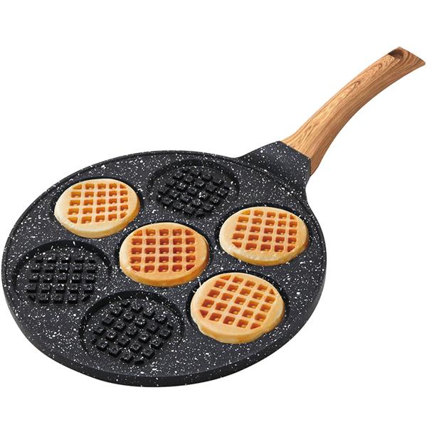Mini-Waffel-Pfanne (Ø 26,5 cm) mit Antihaft-Beschichtung: Für goldbraune, knusprige Mini-Waffeln – einfache Zubereitung und leichte Reinigung