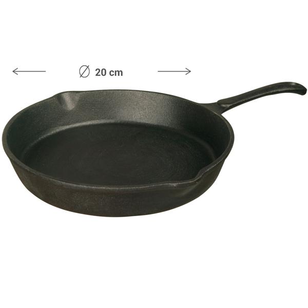 Gusseiserne Pfanne Ø 20 cm - Braten & Schmoren bei hoher Temperatur für saftiges Fleisch - Grauguss - Induktion, Backofen, Ceranfeld, Gas, Elektro