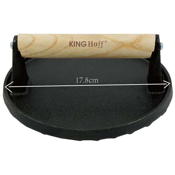 Fleischpresse Gusseisen - Beschweren, Plätten & Warmhalten von Steaks, Burgern & Bacon - Ø 17,8cm, ergonomischer Holzgriff