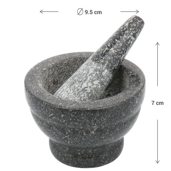 Mörser mit Stössel Set 2-tlg. – Gewürze & Kräuter schonend zerkleinern für intensive Aromen – Ideal für Saucen & Küche – 9.5 x 7 cm dunkelgrau