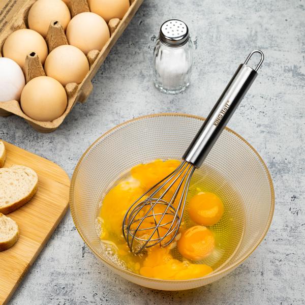 Kugel-Schneebesen Edelstahl - Teig schnell/effizient rühren, für Rührei/Pfannkuchen/Keksteig - Ø 6x21 cm - Spülmaschinenfest & langlebig