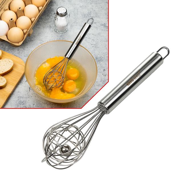 Kugel-Schneebesen Edelstahl - Teig schnell/effizient rühren, für Rührei/Pfannkuchen/Keksteig - Ø 6x21 cm - Spülmaschinenfest & langlebig