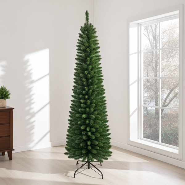 Künstlicher Weihnachtsbaum 180cm dunkelgrün - Ideal für jede Wohnung & Büro - Wiederverwendbar - Platzsparend lagerbar - Polyvinyl - Schneller Aufbau
