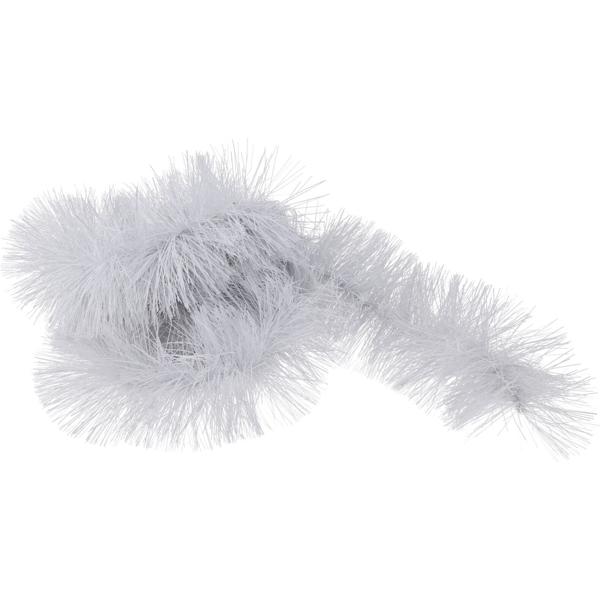 LED-Lametta Girlande weiss 2,7 m - Christbaumschmuck mit integrierter LED-Beleuchtung - Mystischer Glanz, Timer-Funktion 6h, IP44