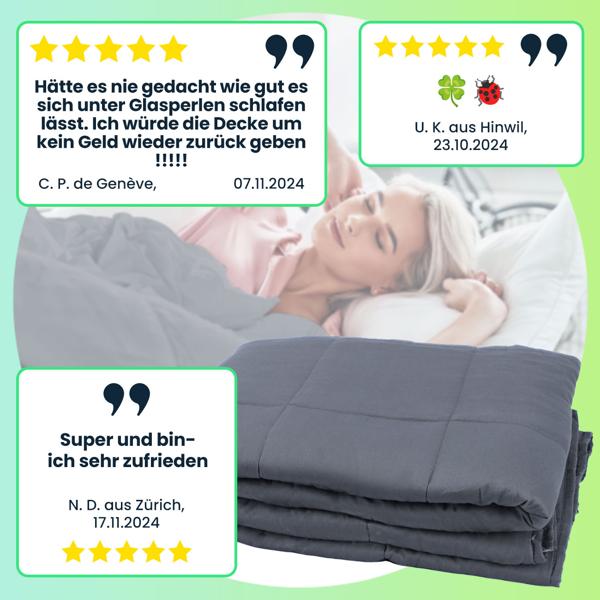 Komfort Gewichtsdecke 150 x 200cm, 7kg – Premium Baumwolle & Glasperlen für tiefe Entspannung, besseren Schlaf & Stressreduktion
