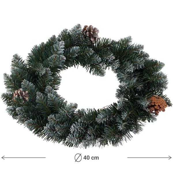 Weihnachtskranz mit Tannenzapfen Ø 40 cm - Adventskranz im Tannenlook - Langlebiges PVC Material - Ideal für Tür Wand Tisch Weihnachtsdeko
