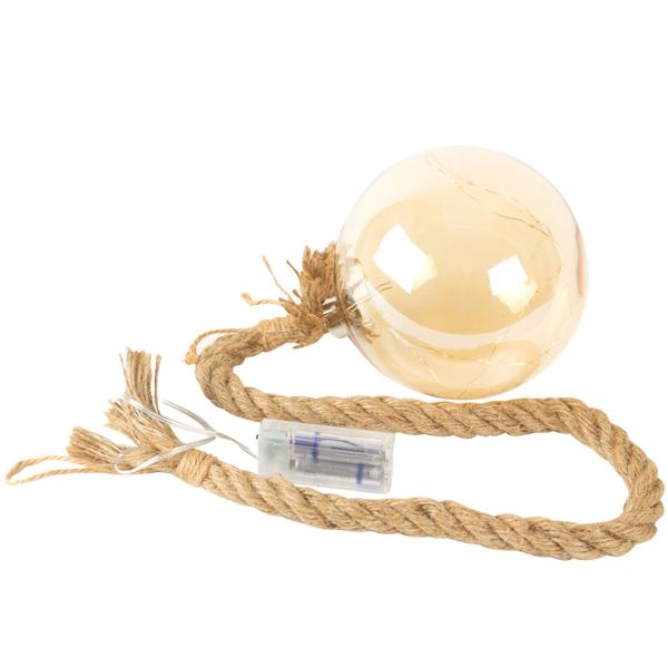 LED-Weihnachtskugel aus Glas - Ø 15 cm, warmweiss mit 15 funkelnden Draht-LEDs - Timer-Funktion für festliche Stimmung - Ideal zum Aufhängen