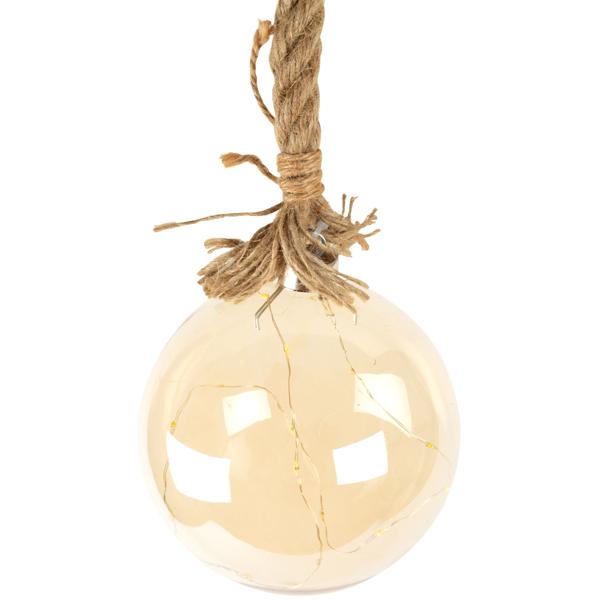 LED-Weihnachtskugel aus Glas - Ø 15 cm, warmweiss mit 15 funkelnden Draht-LEDs - Timer-Funktion für festliche Stimmung - Ideal zum Aufhängen