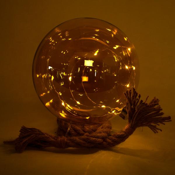 Weihnachtskugel zum Aufhängen - Edle LED-Glaskugel Ø 20 cm - 15 warmweisse LEDs, Timer, bernsteinfarben - Festliche Deko für Zuhause