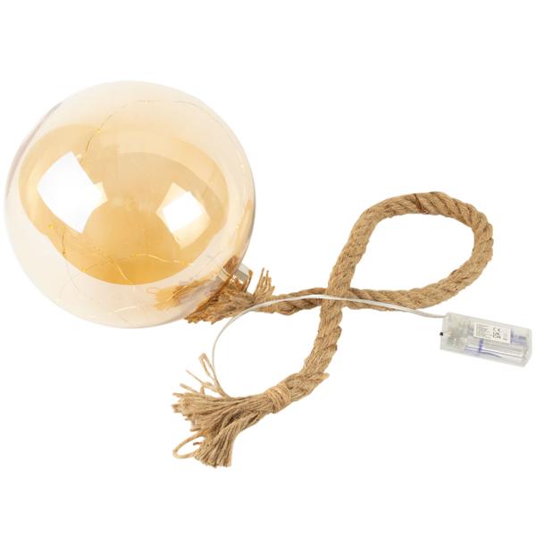 Weihnachtskugel zum Aufhängen - Edle LED-Glaskugel Ø 20 cm - 15 warmweisse LEDs, Timer, bernsteinfarben - Festliche Deko für Zuhause