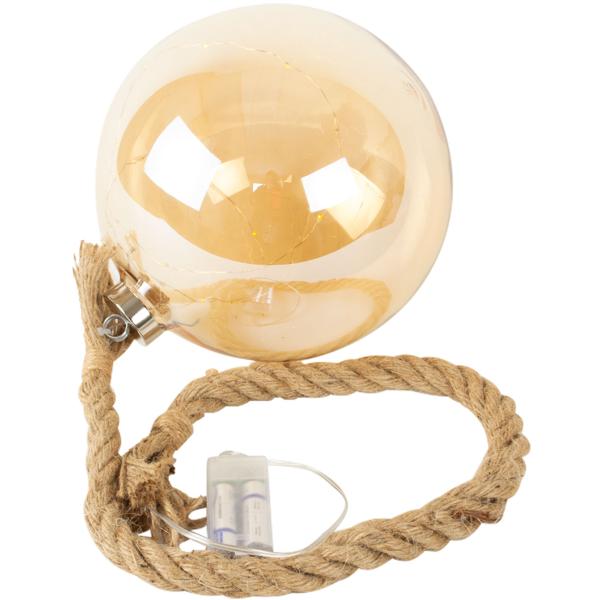 Weihnachtskugel zum Aufhängen - Edle LED-Glaskugel Ø 20 cm - 15 warmweisse LEDs, Timer, bernsteinfarben - Festliche Deko für Zuhause