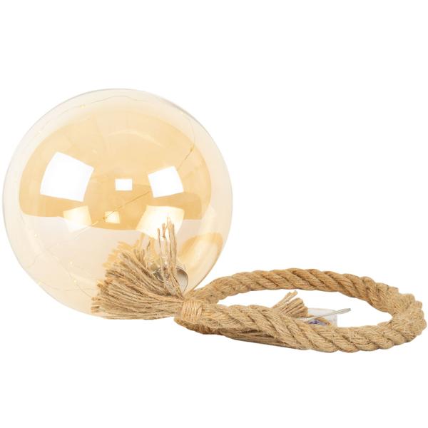 Weihnachtskugel zum Aufhängen - Edle LED-Glaskugel Ø 20 cm - 15 warmweisse LEDs, Timer, bernsteinfarben - Festliche Deko für Zuhause