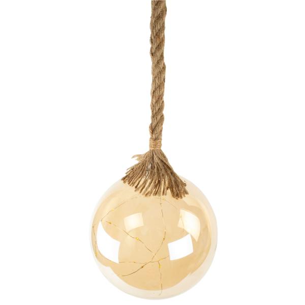 Weihnachtskugel zum Aufhängen - Edle LED-Glaskugel Ø 20 cm - 15 warmweisse LEDs, Timer, bernsteinfarben - Festliche Deko für Zuhause