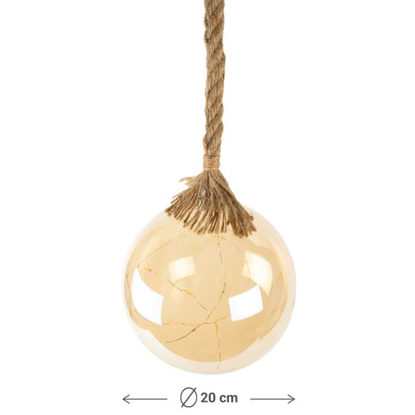 Weihnachtskugel zum Aufhängen - Edle LED-Glaskugel Ø 20 cm - 15 warmweisse LEDs, Timer, bernsteinfarben - Festliche Deko für Zuhause